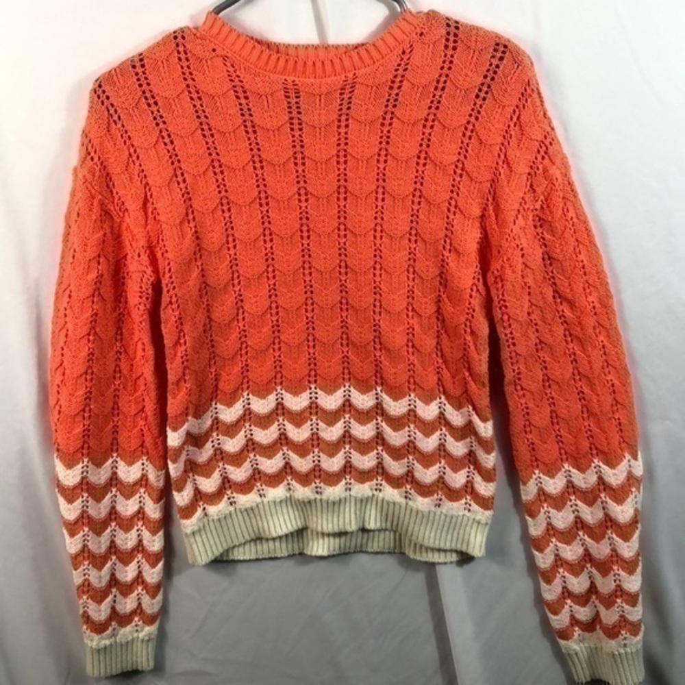 Abound Stripe Print Pointelle Knit Sweater Size XS